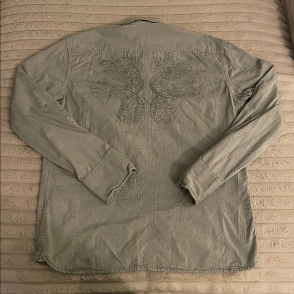 Gray Embroidered Button-Up Shirt Diesel - Picture 3 of 3